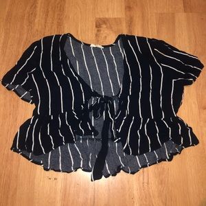 PACSUN LA HEARTS TIE FRONT NAVY TOP